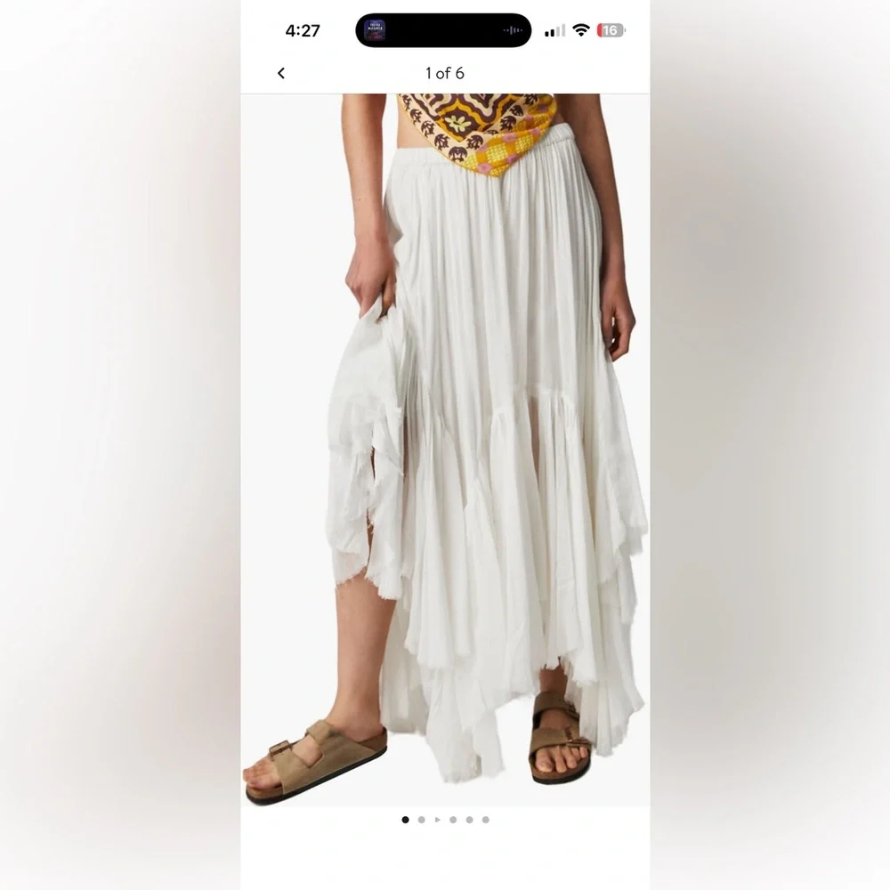 Free People Clover Raw Hem Handkerchief Hem White High Low Skirt XS - Picture 3 of 10
